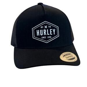 Hurley Since 1999 Snapback Trucker Hat Black OSFA Mesh Back The Classics Yupoong